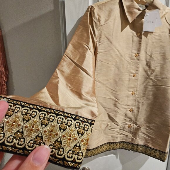 Vintage Silk Lore Beige Blouse Set - Picture 2 of 12